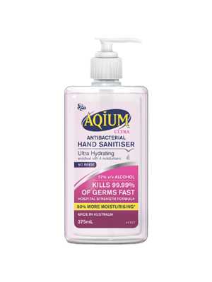 Aqium Ultra Antibacterial Hand Sanitiser Hydrating 375mL - Each