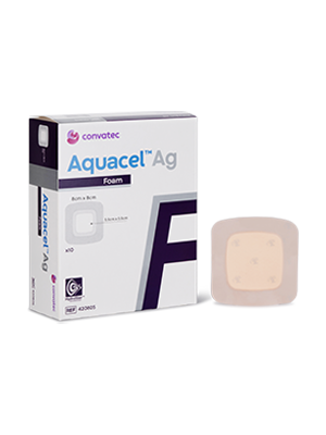 Foam Adhesive Dressing AQUACEL Ag Square 8cm x 8cm