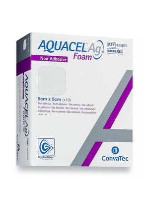 Foam Non-Adhesive Dressing AQUACEL Ag Square 5cm x 5cm