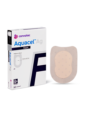 Foam Adhesive Dressing AQUACEL Ag Heel 19.8cm x 14cm