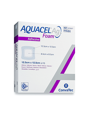 Foam Adhesive Dressing AQUACEL Ag Square 12.5cm x 12.5cm