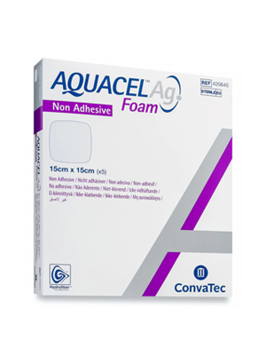 Foam Non-Adhesive Dressing AQUACEL Ag Square 15cm x 15cm