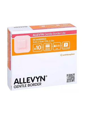 Gentle Border Lite Foam Dressing ALLEVYN, Silicone Adhesive 5cm x 5cm