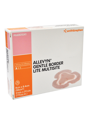 Gentle Border Lite Multisite Foam Dressing ALLEVYN, Silicone Adhesive 8cm x 8.4cm