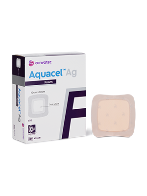 Foam Adhesive Dressing AQUACEL Ag Square 10cm x 10cm