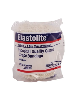 Bandage Non-Adhesive Elastolite Crepe, Reusable Washable 5cm x 1.5m